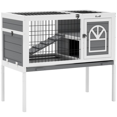 Pawhut rabbit hutch elevated - rabbit, hutch,